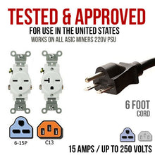 Load image into Gallery viewer, 220-250v Heavy Duty Power Cord for 220v ASIC Miners
