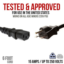 Load image into Gallery viewer, 220-250v Heavy Duty Power Cord for 220v ASIC Miners
