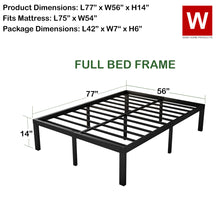 Load image into Gallery viewer, Full Steel Bed Frame - Platform Bed with Heavy Duty Steel Frame - Height 14"