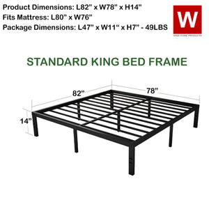Steel platform bed frame with storage