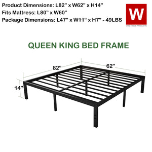 Queen Steel Platform Bed Frame with storage