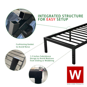 Full Steel Bed Frame - Platform Bed with Heavy Duty Steel Frame - Height 14"