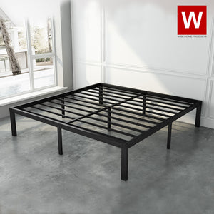 Steel platform bed frame with storage