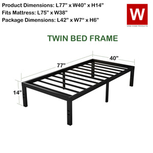 Twin Steel Platform Bed Frame With Storage Space